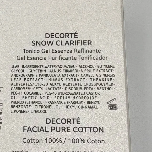 DECORTÉ Snow Clarifier Refining Essence Gel Toner & Facial Pure 100% Cotton